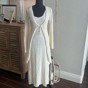 Wandering sage cream maxi dress 2 piece set.